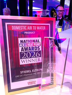 Industry award trophy on stage